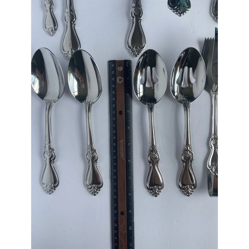 Reed & Barton 18/10 Stainless Steel Ornate Serving Set 15 Piece‎ Silverware
